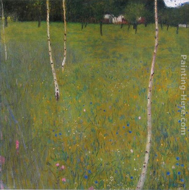 Farmhouse with Birch Trees painting - Gustav Klimt Farmhouse with Birch Trees art painting